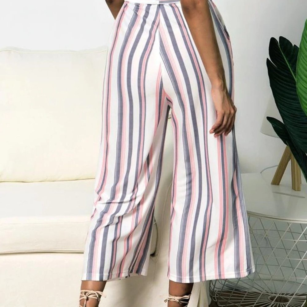 Italian Pink Stripe Jumpsuit with Pockets - Picture 7 of 16